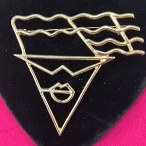 Vintage Hair Blowing Lady Pin- New, Funky